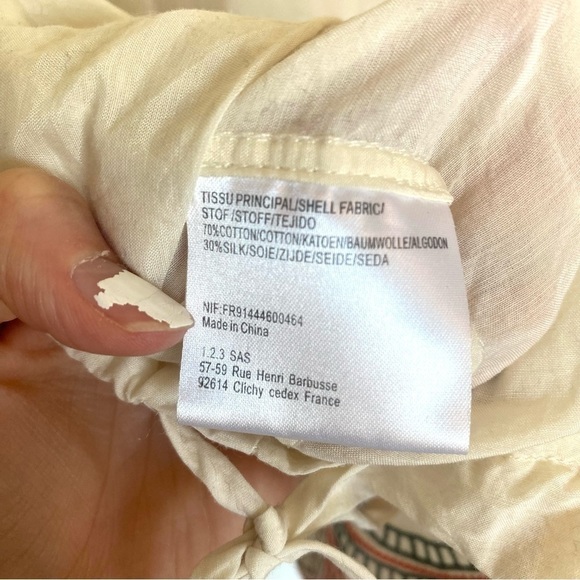 1.2.3 Paris Women's Emboridered Medium Large Silk/Cotton Sheer Blouse Boho - Picture 5 of 11